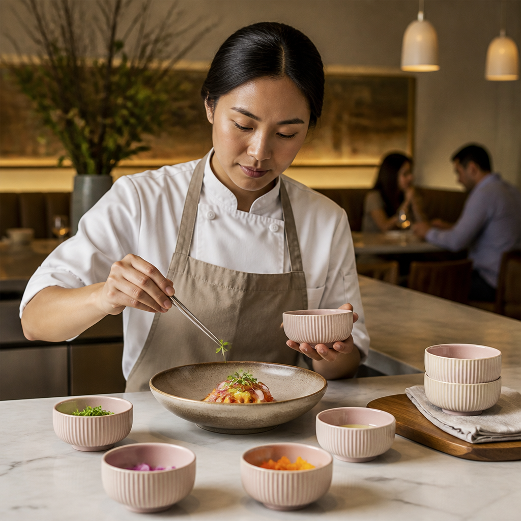 Pink Small Bowls 80mm Stoneware for Modern Dining (Pack of 12)