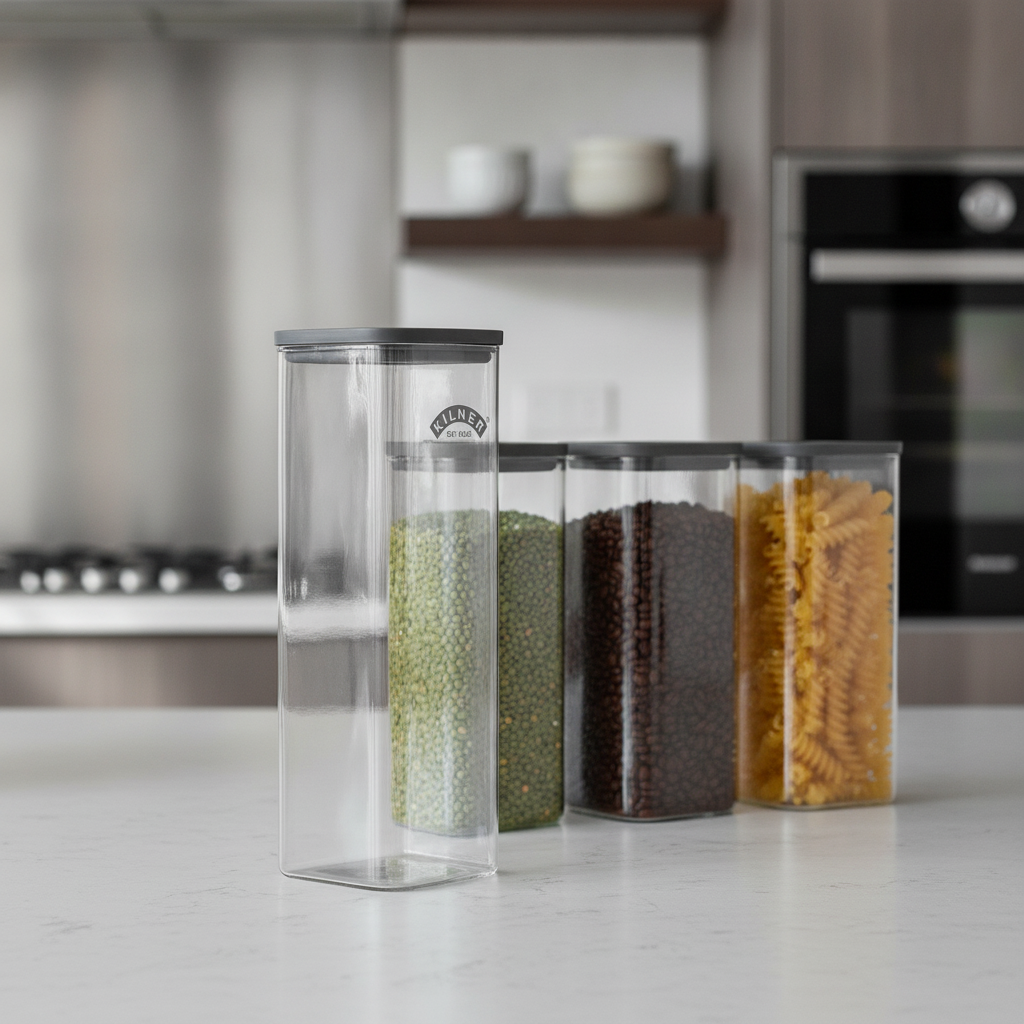 Borosilicate Glass Square Storage Jar 2L for Kitchen Use