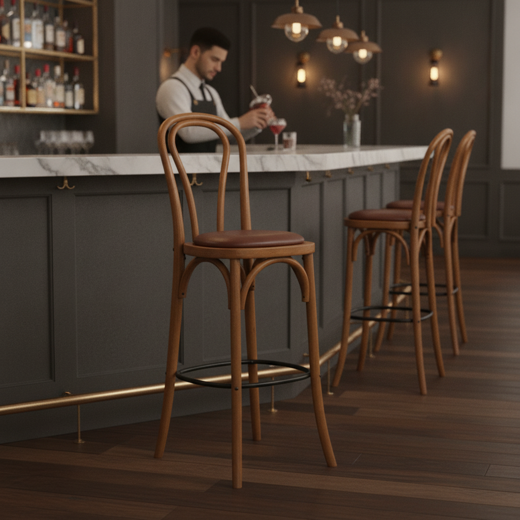 Rubber Wood Hoop Back Bar Chair 10kg for Restaurants & Bars