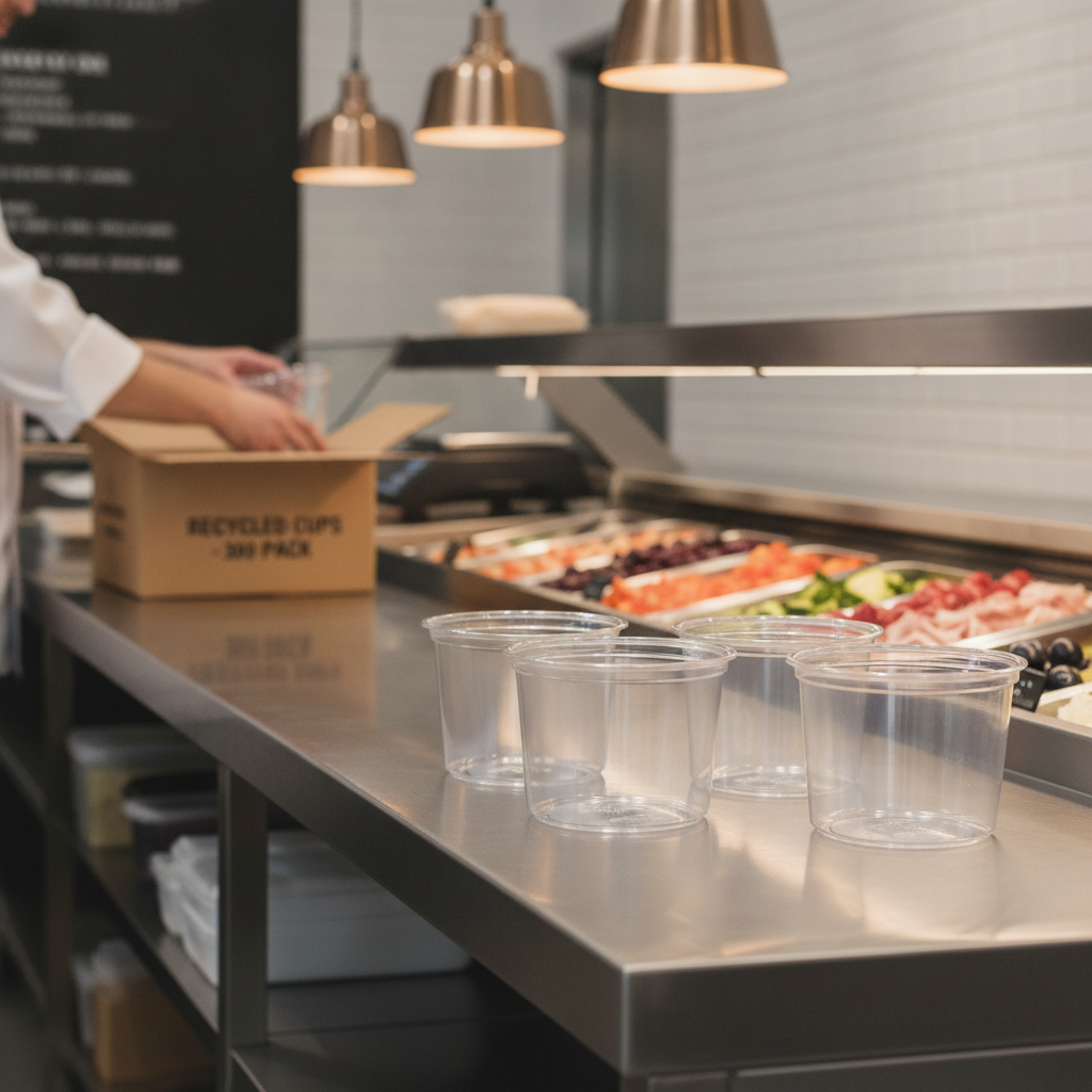 Recyclable rPET Deli Cups 340ml for Deli Counters (Pack of 300)
