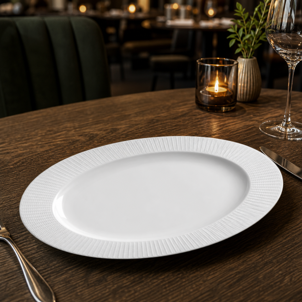 Willow Oval Plate 330mm in White for Elegant Dining