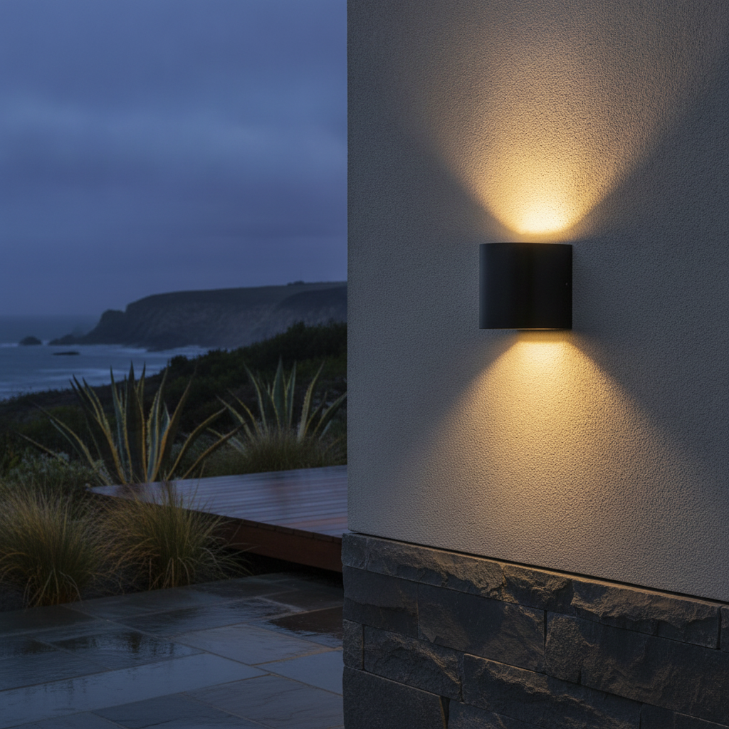 Aluminium Outdoor Wall Light in Black for Coastal Areas