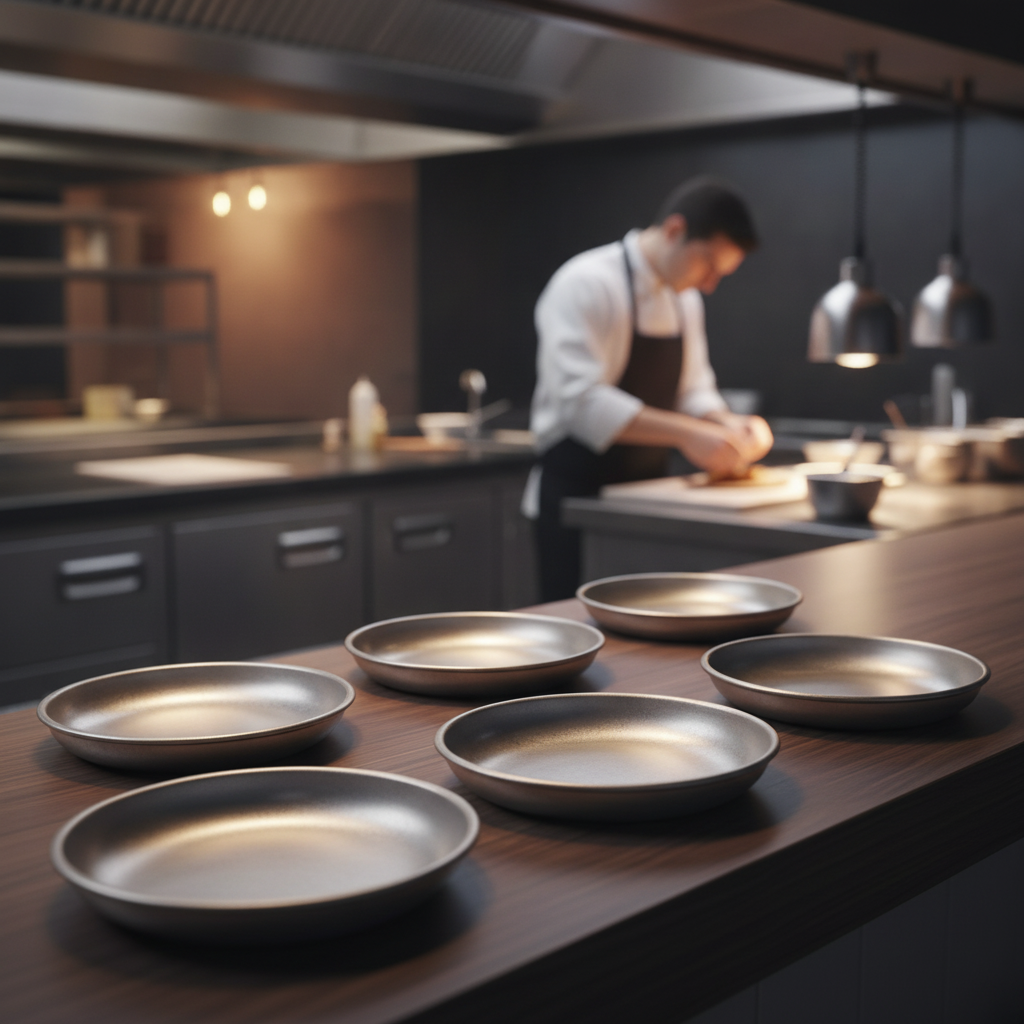 Stainless Steel Vintage Coupe Plates 150mm for Serving Dishes (Pack of 6)