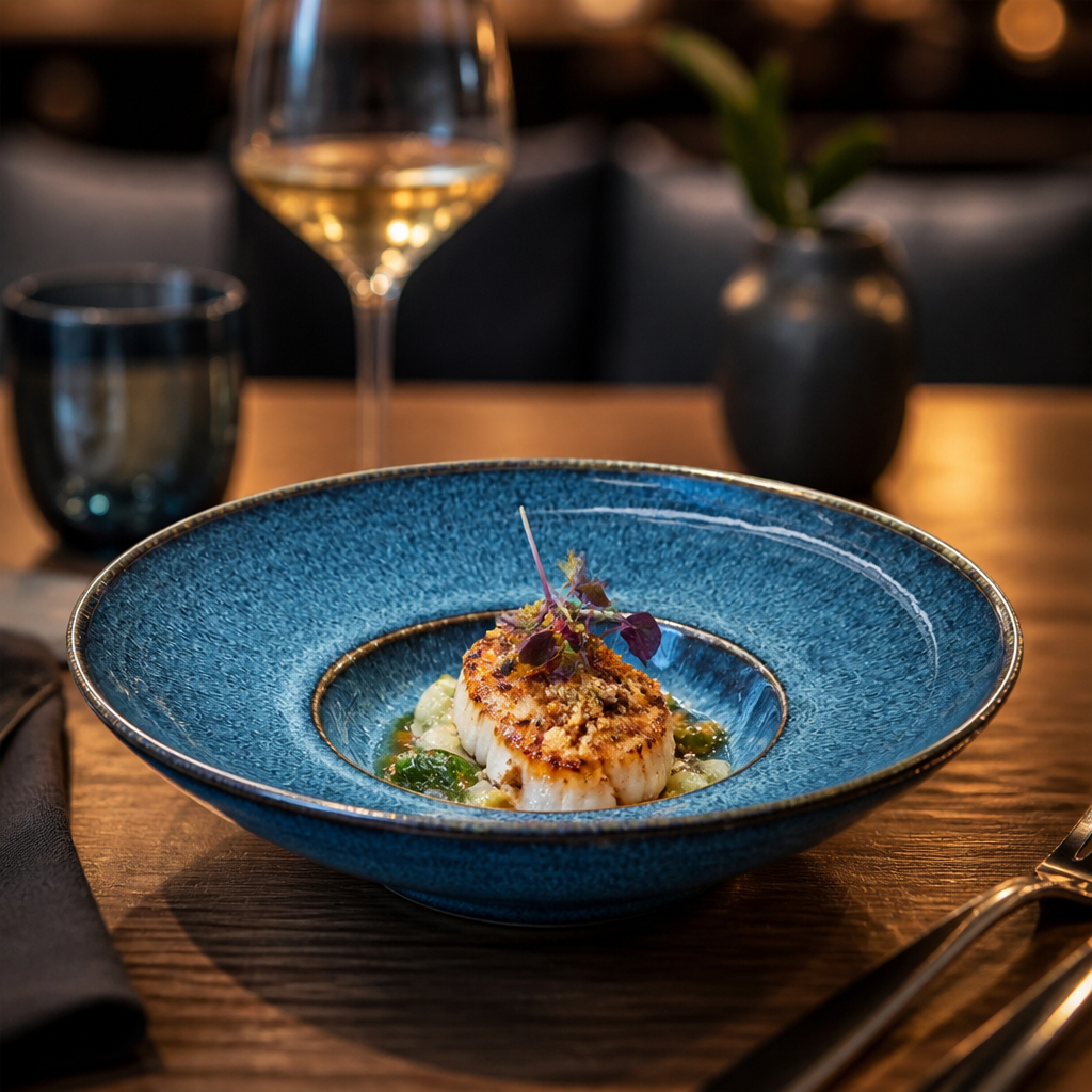 Wabi Sabi Rimmed Coupe Bowls Indigo 200mm for Elegant Dining
