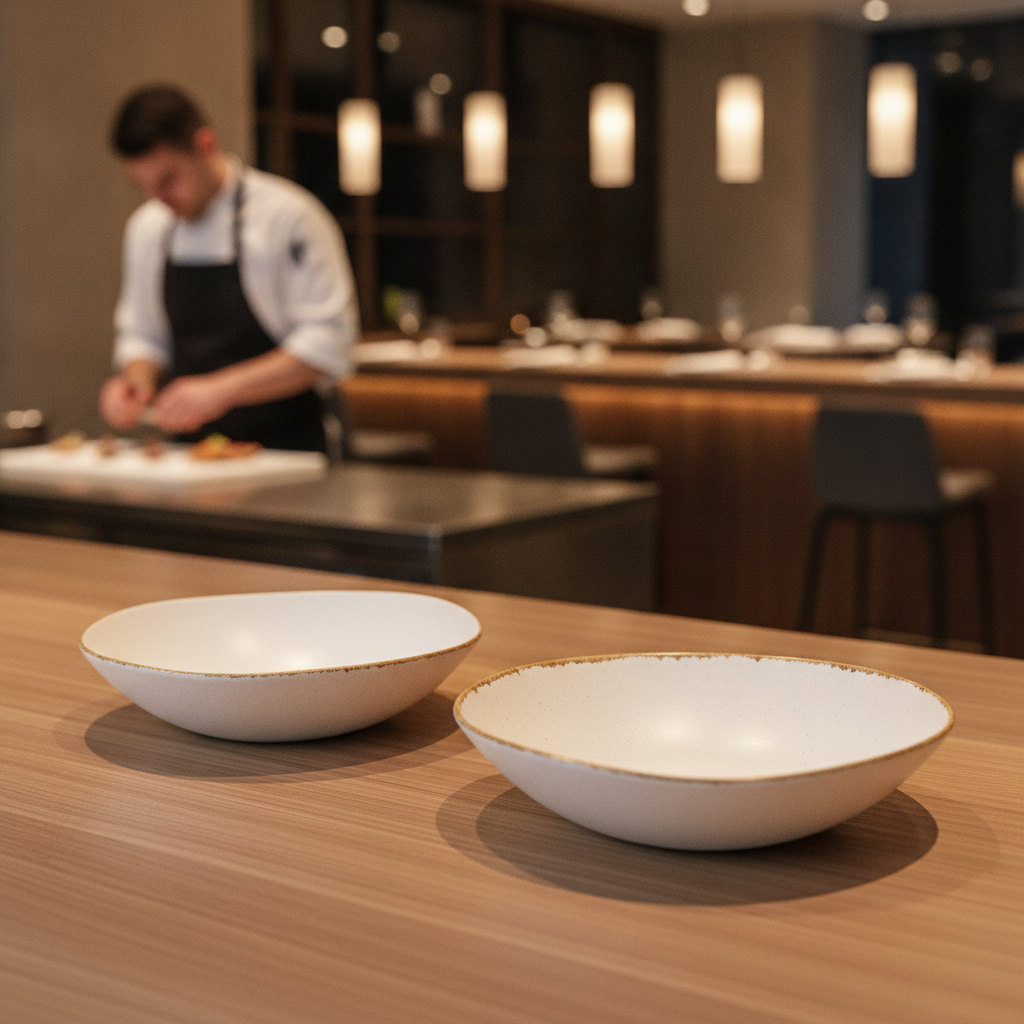Melamine White Bowl 380mm for Creative Tabletop Displays (Pack of 2)