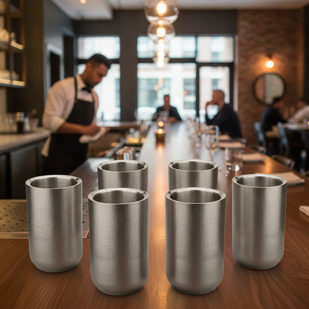 Stainless Steel Gunmetal Wine Coolers 120mm for Bars & Restaurants (Pack of 6)
