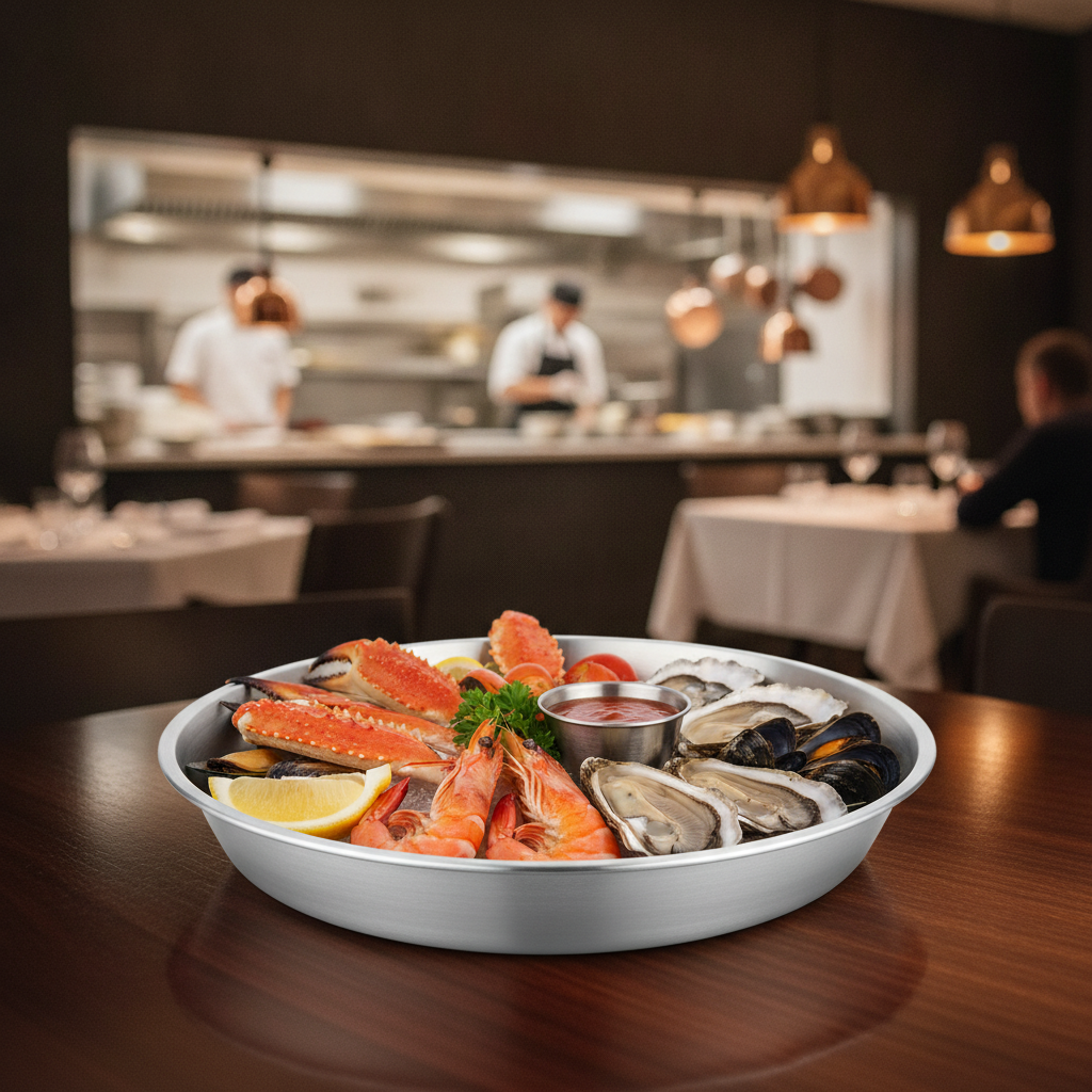 Stainless Steel Seafood Platter 220mm for Impressive Presentations