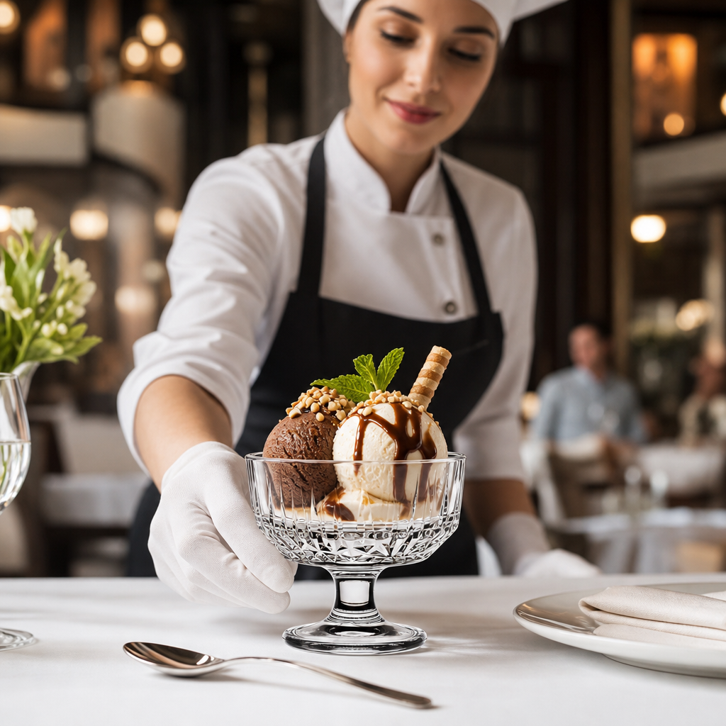 Machine-Made Glass Ice Cream Cups 250ml for Dessert Service (Pack of 24)