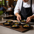 Tapas Dishes 159mm Black Vitrified Stoneware for Dining (Pack of 6)