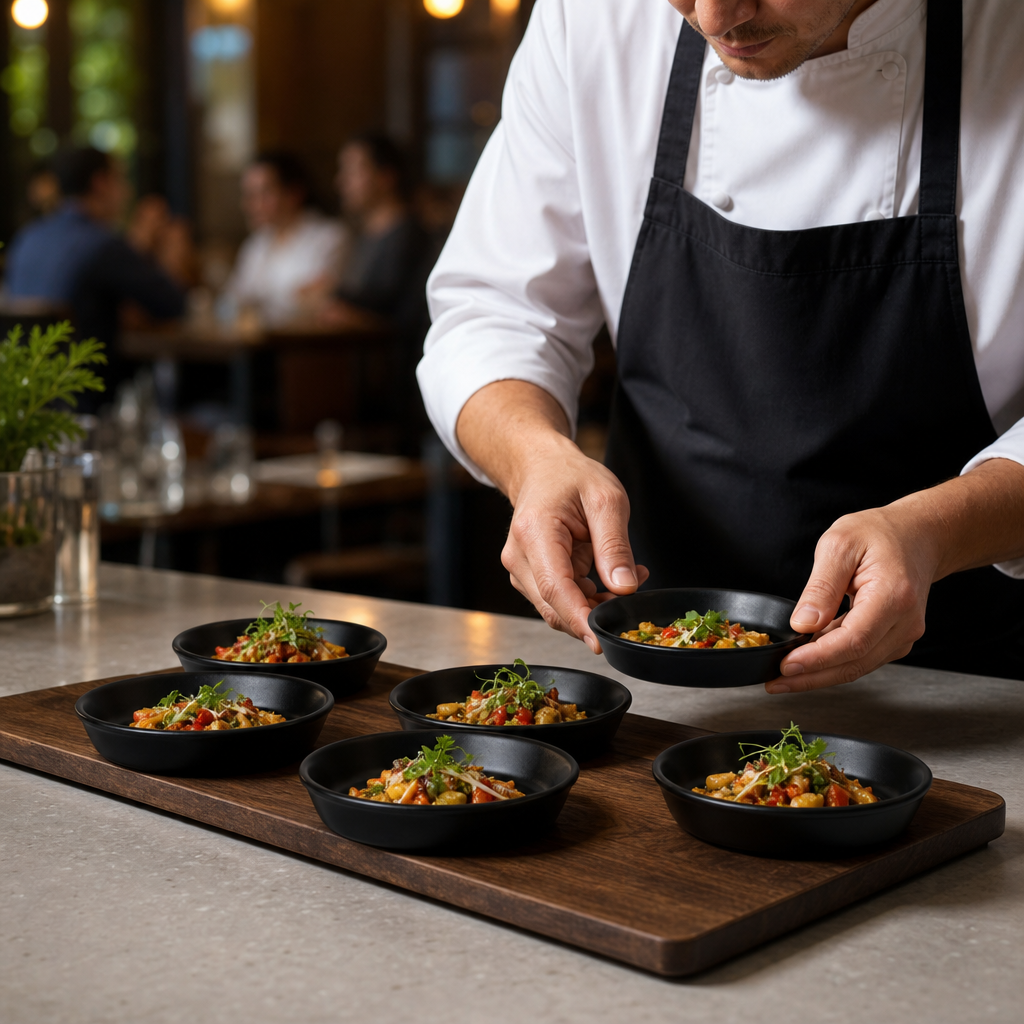 Tapas Dishes 159mm Black Vitrified Stoneware for Dining (Pack of 6)