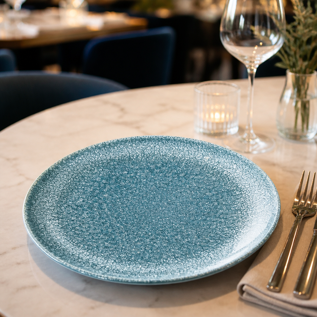 Coupe Plates Blue Porcelain for Restaurants & Cafés (Pack of 12)
