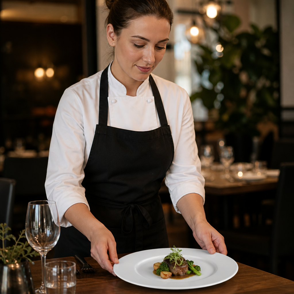 Wide Rimmed Plates 254mm Porcelain for Restaurants & Cafés (Pack of 12)