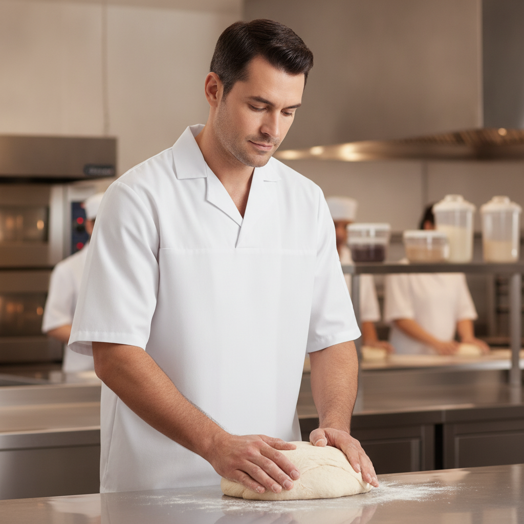 Polycotton Unisex Bakers Shirt White for Commercial Kitchens