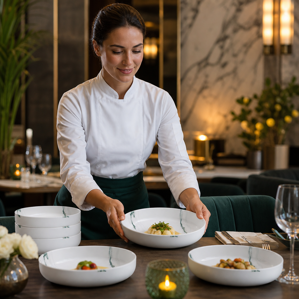 Walled Bowls Green Vitrified Ceramic for Premium Dining (Pack of 6)