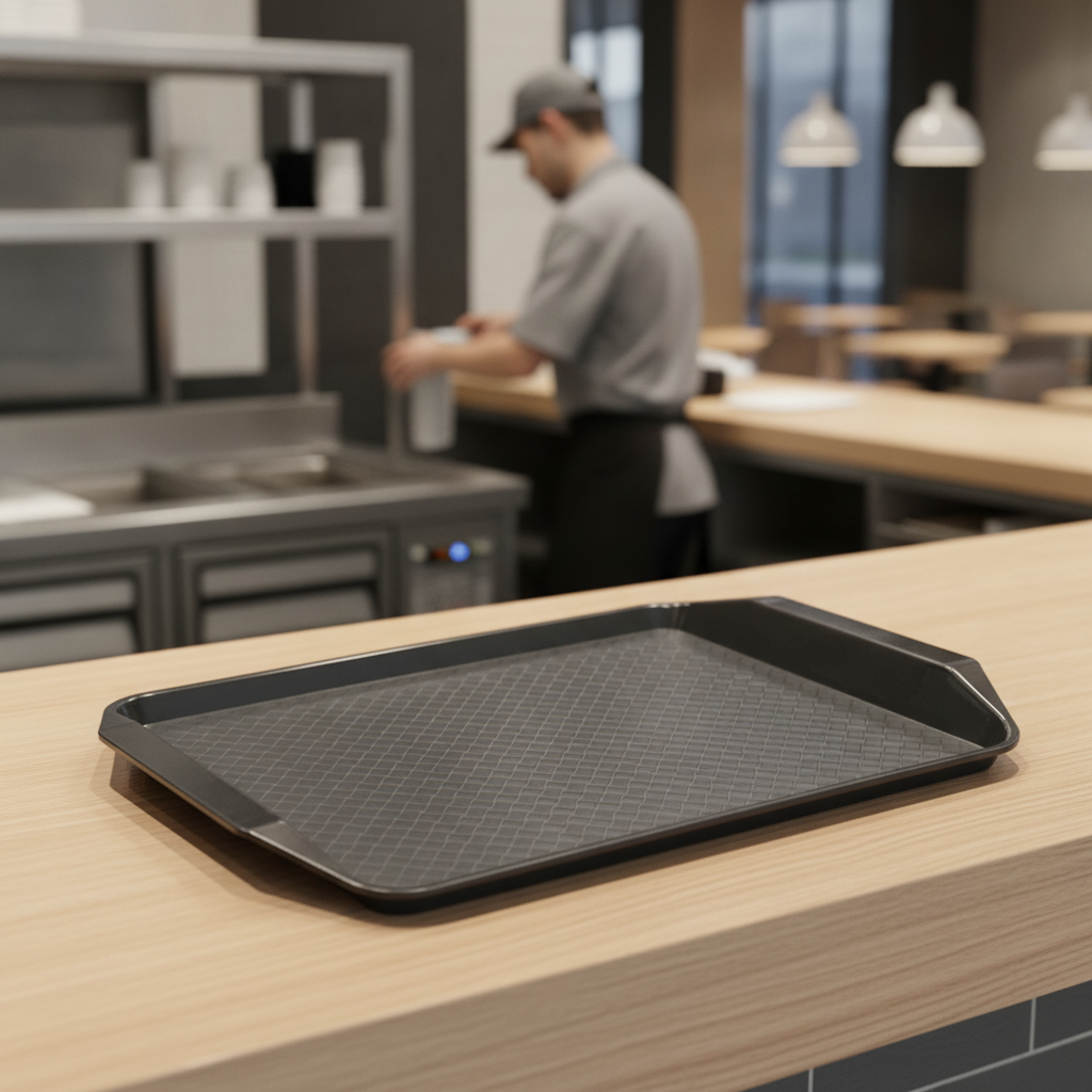 Polypropylene Rectangular Handled Tray 435x300mm for Fast Food Venues