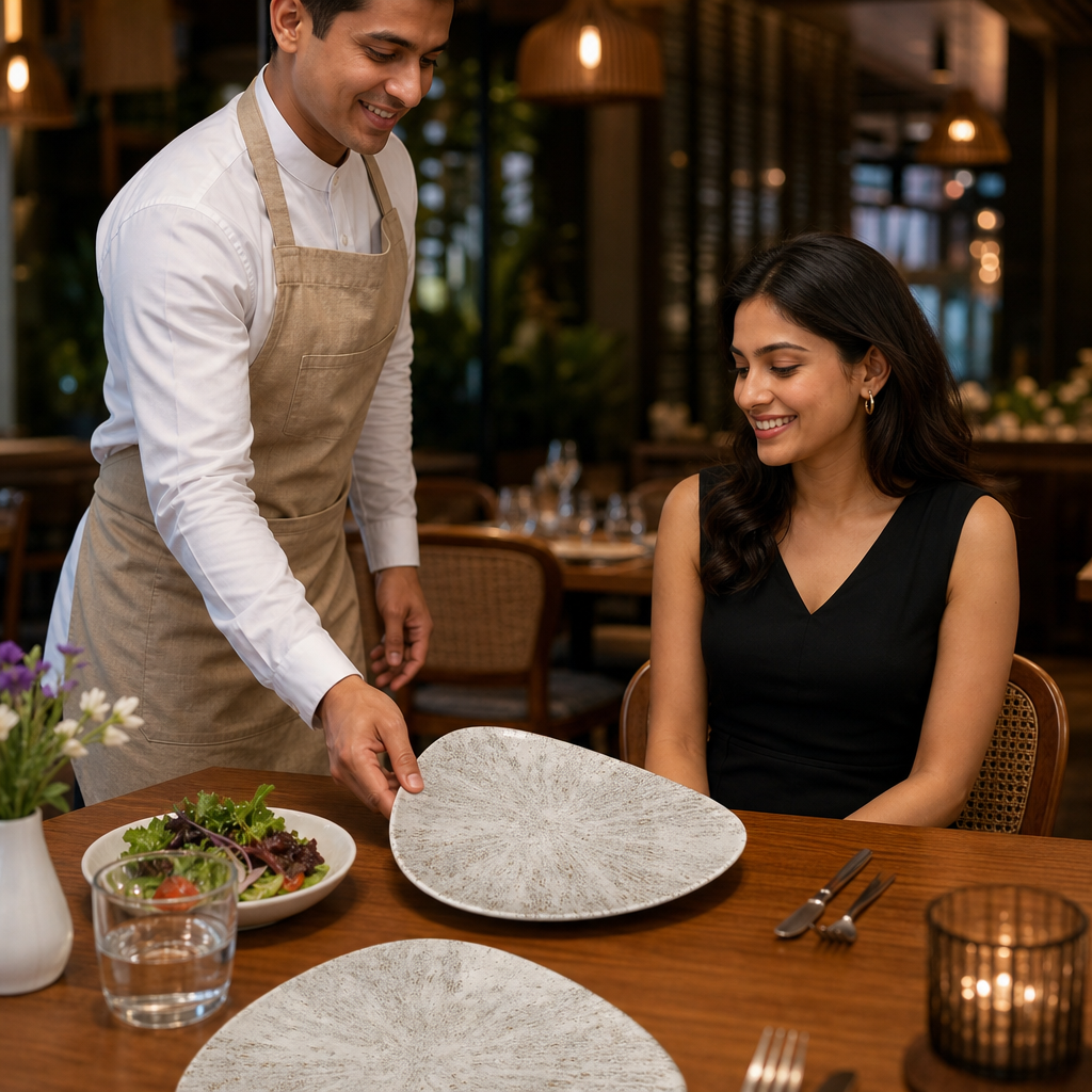 Plates 254mm Grey Vitrified Ceramic for Dining (Pack of 12)