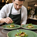 Round Coupe Plates Green Vitrified Ceramic for Elegant Dining (Pack of 12)