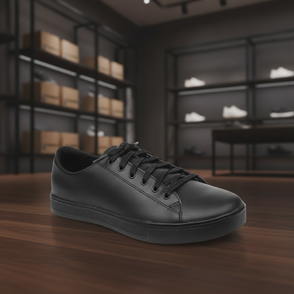Leather Old School Trainers Black for Professional Use