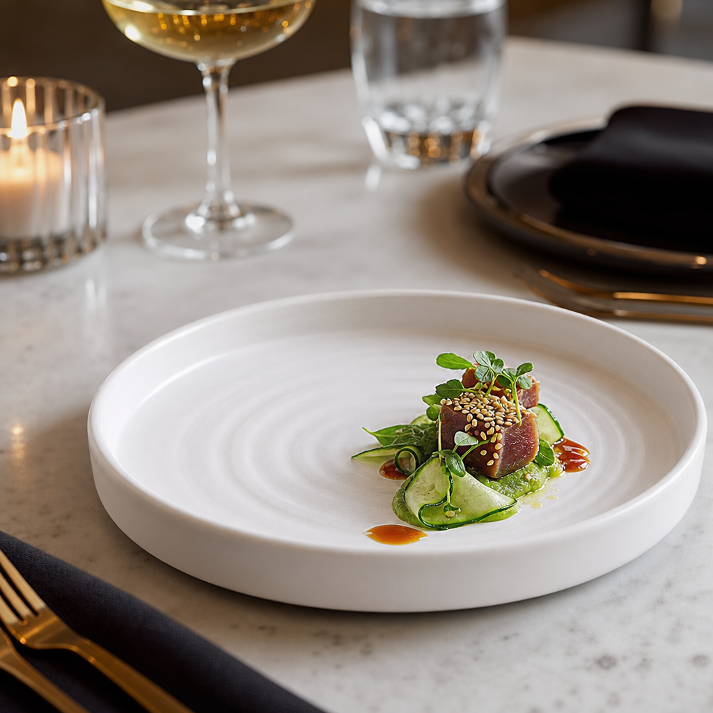 Walled Plates 157mm White Porcelain for Creative Plating (Pack of 6)