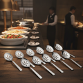 18/10 Stainless Steel Slotted Serving Spoons for Buffet Settings (Pack of 12)