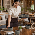 Black & Short Mugs 300ml White Stoneware for Modern Dining (Pack of 6)