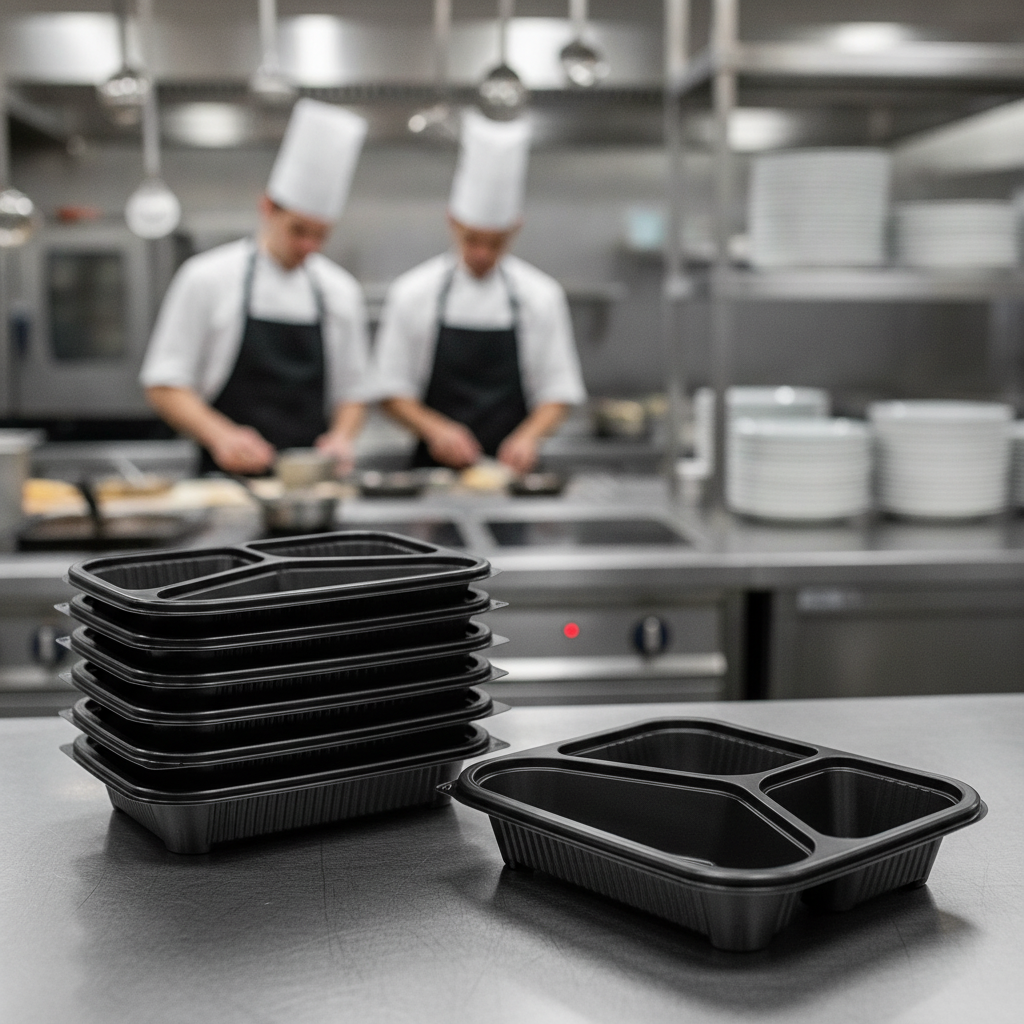 rPET Three Compartment Takeaway Containers for Food Service (Pack of 365)