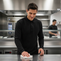 Cotton Blend Black Long Sleeve Polo for Staff Uniforms
