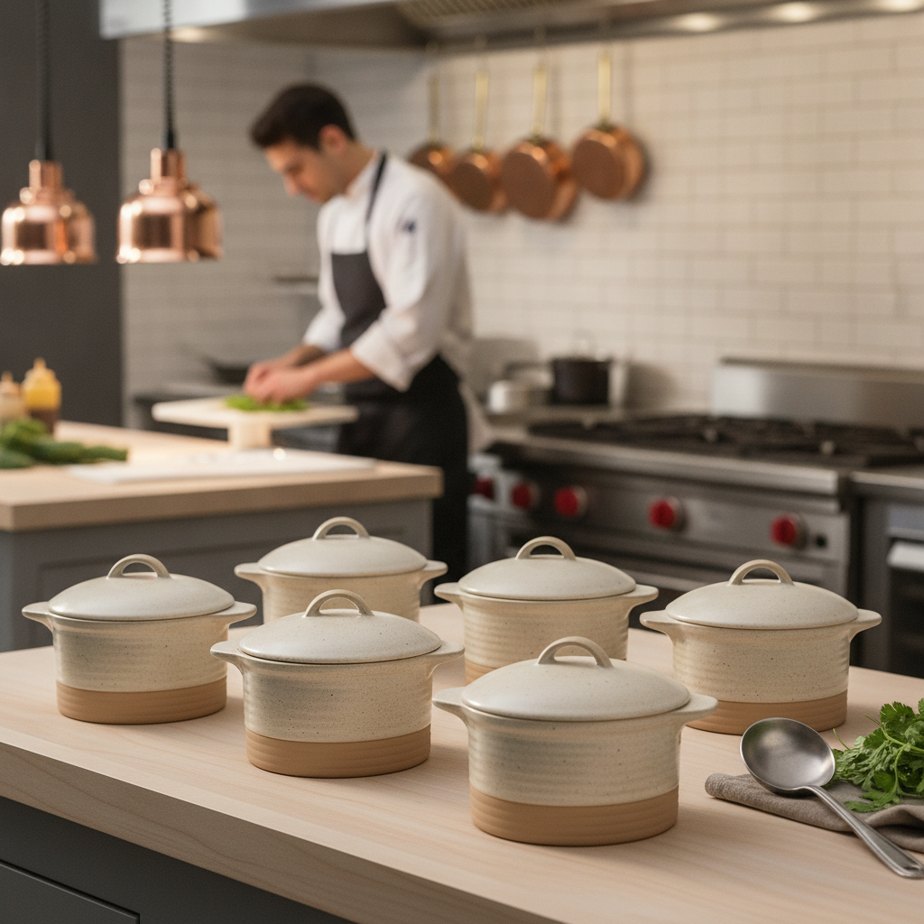 Ceramic Green Cocottes 350ml for Serving Hearty Meals (Pack of 6)
