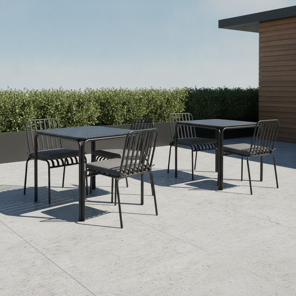 Rust-Resistant Steel Outdoor Dining Set with Cushions 750mm for Patios (Pack of 2)