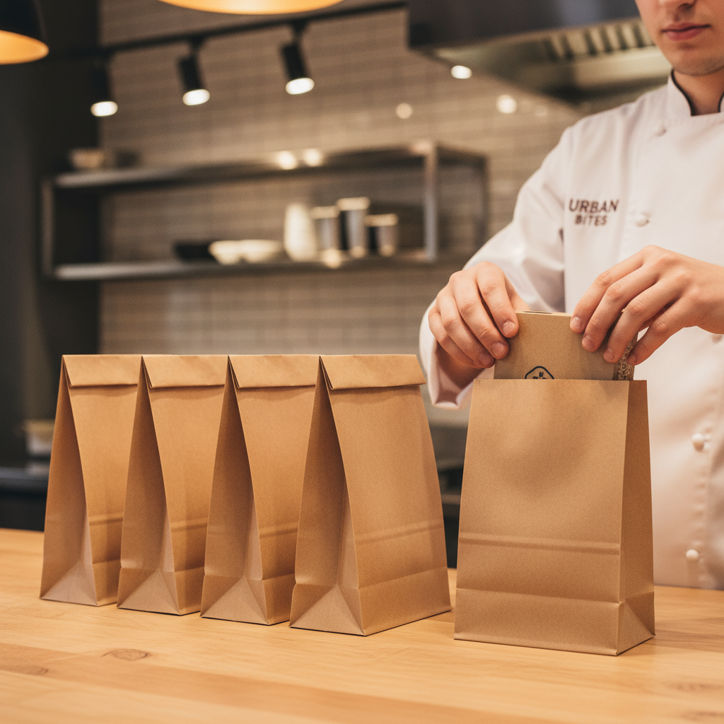 Paper Sealable Takeaway Bags Small for Takeaway & Delivery (Pack of 250)
