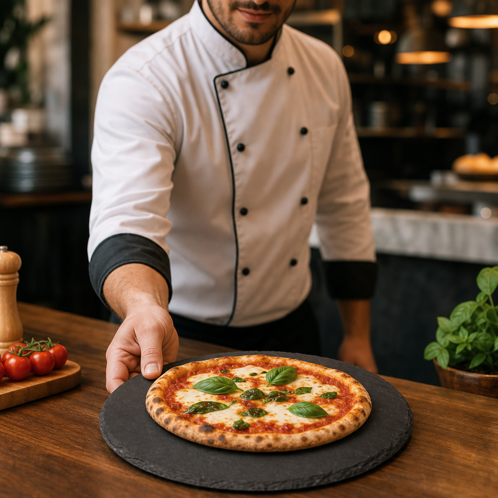 Natural Slate Round Pizza Board 330mm for Elegant Food Presentation