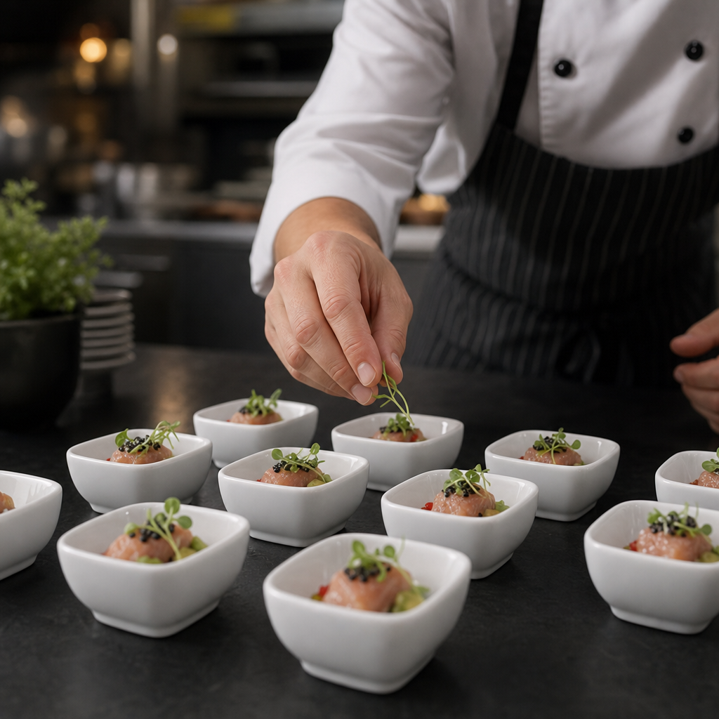 Miniature Rounded Square Dishes 60mm Porcelain for Catering (Pack of 12)