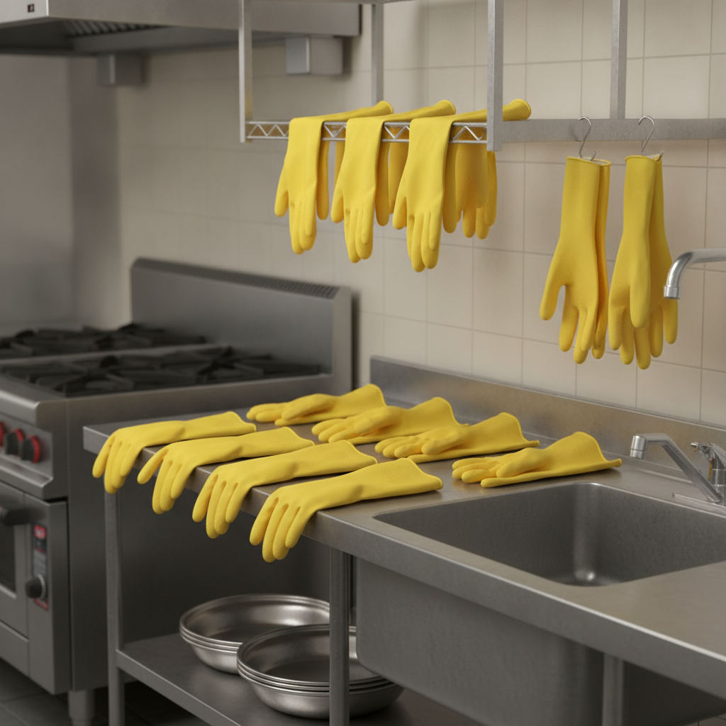 Synthetic Rubber Yellow Rubber Gloves for Cleaning & Maintenance (Pack of 12)