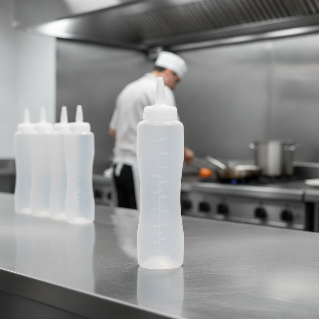 Polyethylene Clear Sauce Bottle 1L for Food Presentation