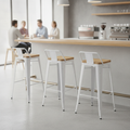 Steel & Ash Wood Bistro Backrest High Stools 900x430mm for Cafes & Bars (Pack of 4)