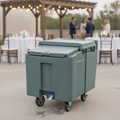 High Density Polyethylene Ice Caddy with Sliding Lid for Outdoor Events