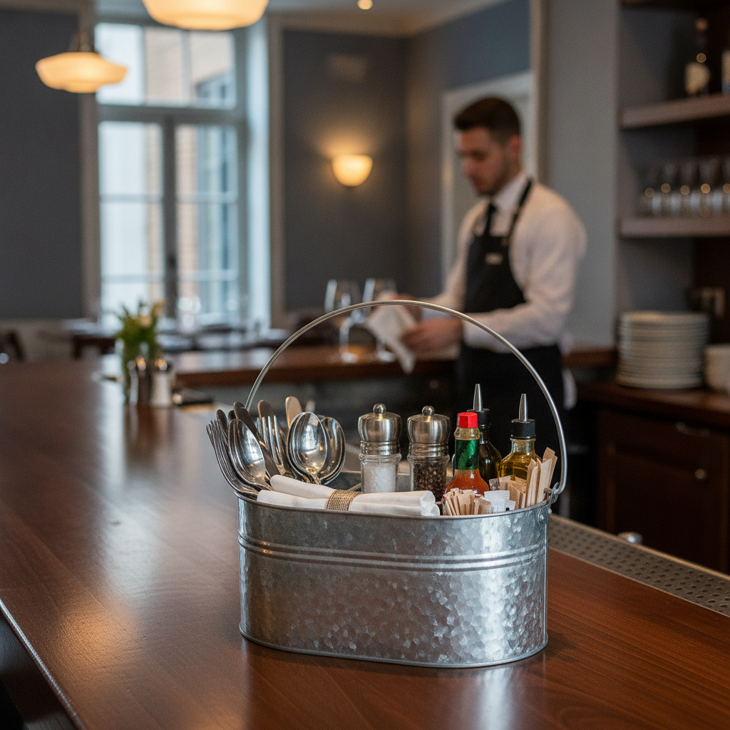 Galvanised Steel Table Tidy 245mm for Restaurants & Bars