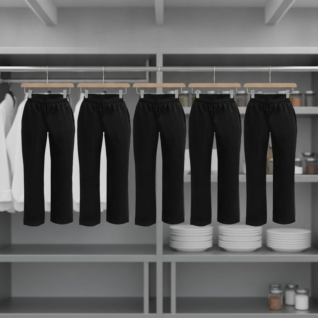 Polycotton Black Chef Trousers for Commercial Kitchens (Pack of 5)