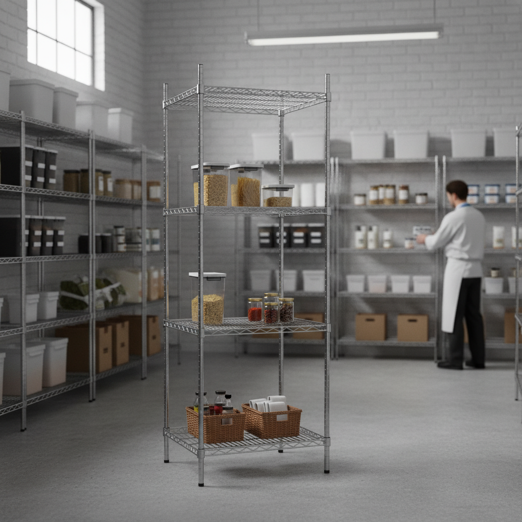 Zinc Coated Steel 4 Tier Wire Tower Unit for Storage Solutions