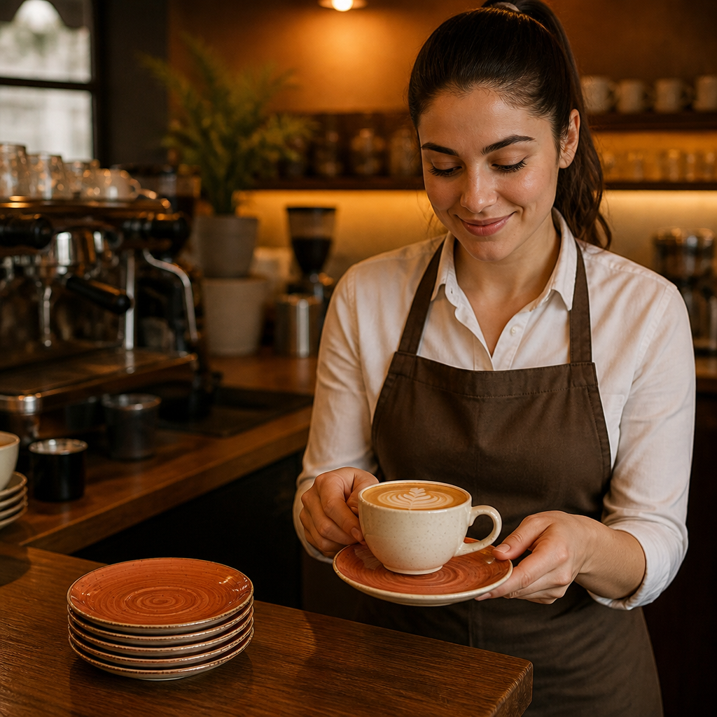Spiced Cappuccino Saucers Orange Vitrified Ceramic for Restaurants (Pack of 12)