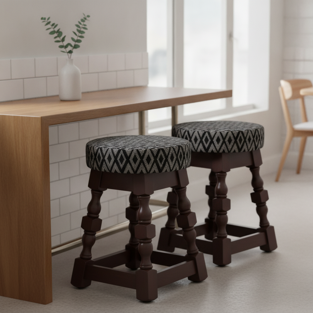 Rubber Wood Low Bar Stools 500x345mm for Casual Dining (Pack of 2)