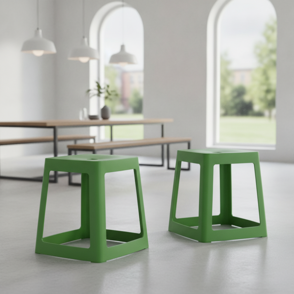 Polypropylene May Green Base High Stools 445x400mm for Indoor & Outdoor Use (Pack of 2)
