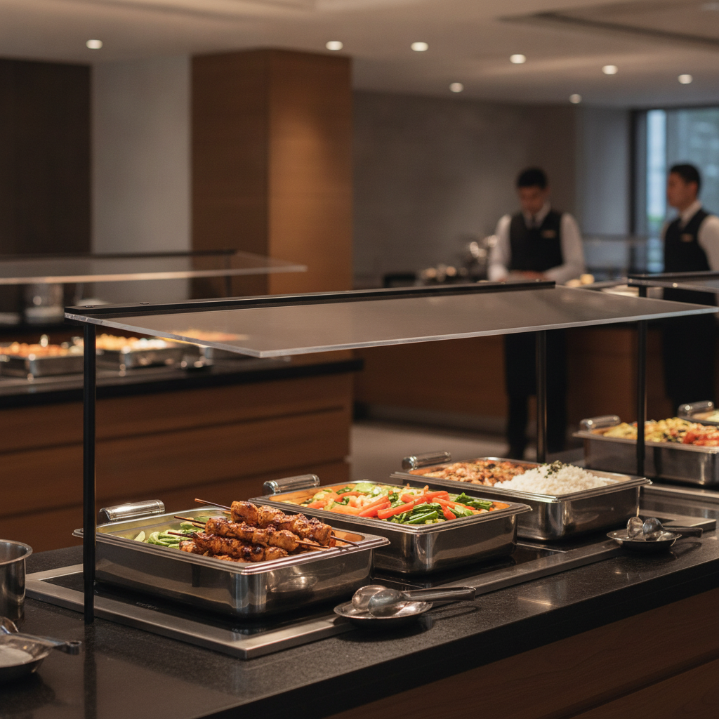 Metal Sneeze Guard Black 605x365mm for Buffet Stations