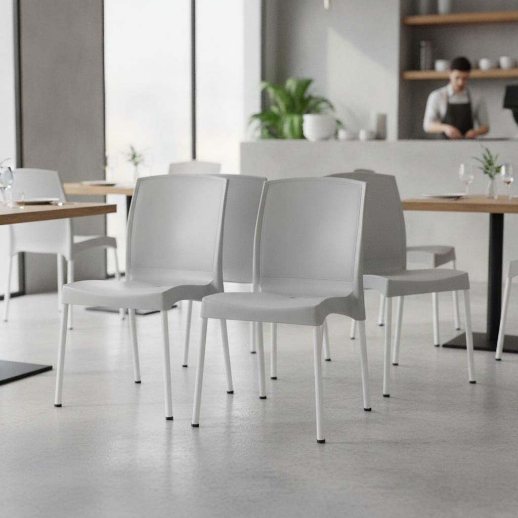 Polypropylene Side Chairs Grey 825mm for Cafés and Restaurants (Pack of 4)