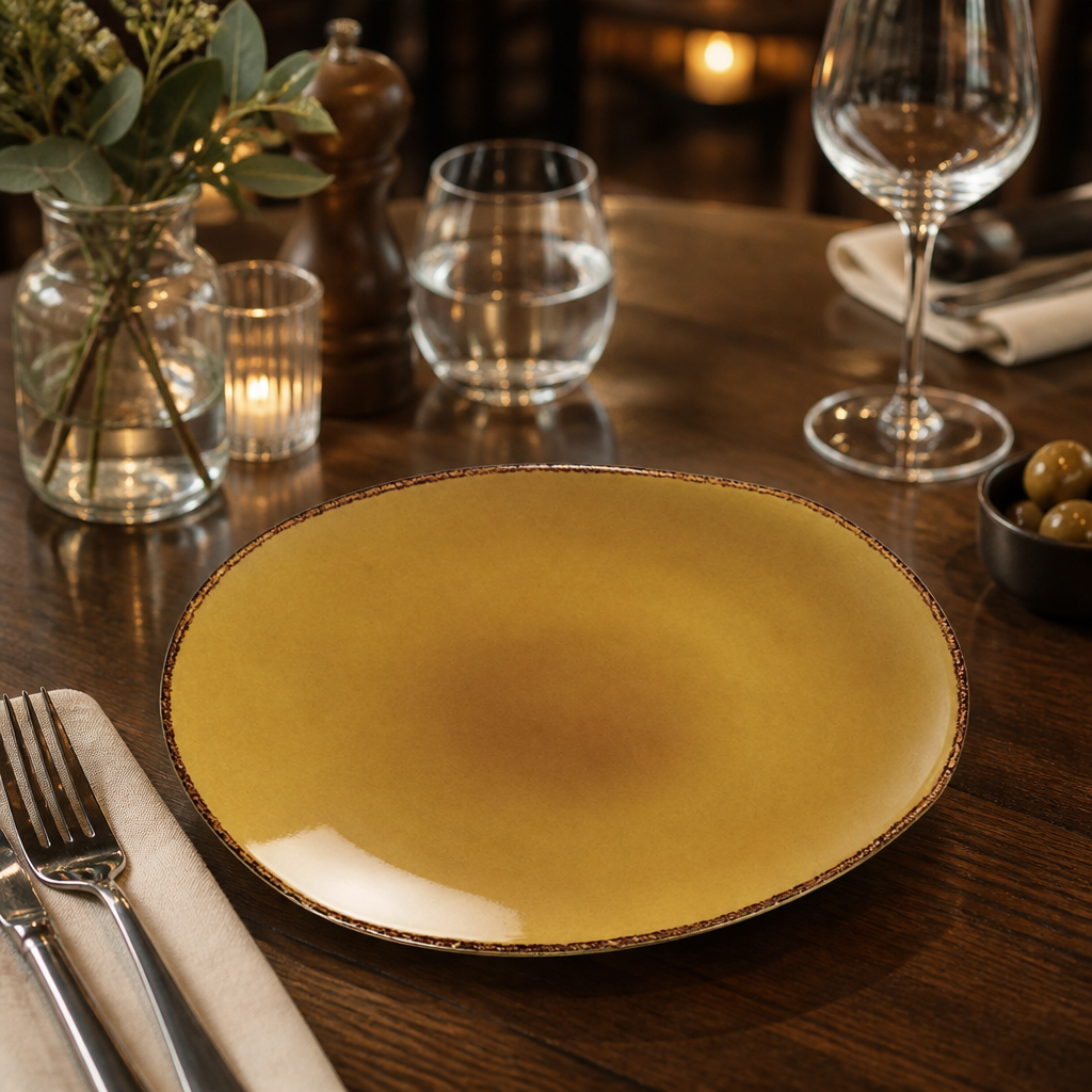 Plates 202mm Mustard Porcelain for Dining Experiences (Pack of 24)