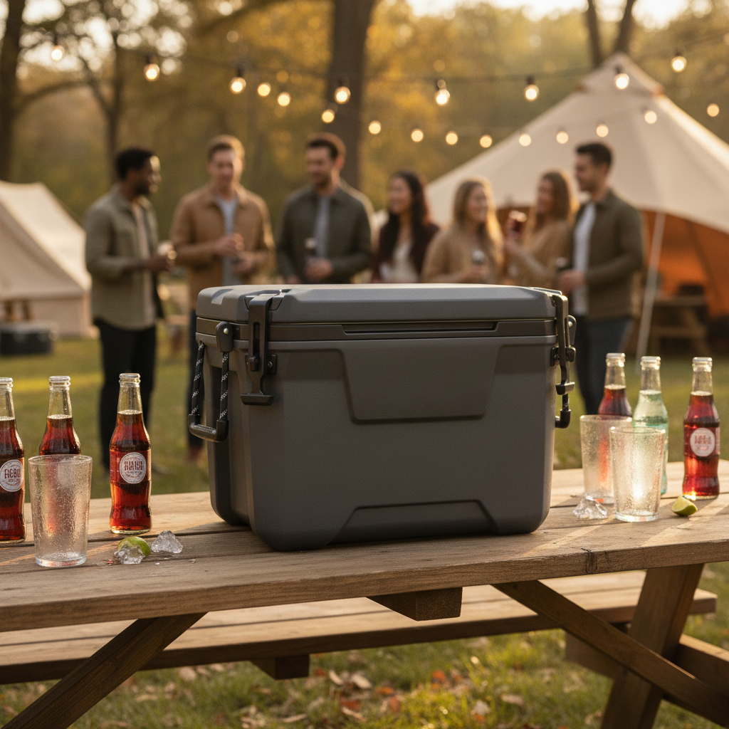 HDPE Grey Food and Drinks Cooler 52L for Outdoor Events