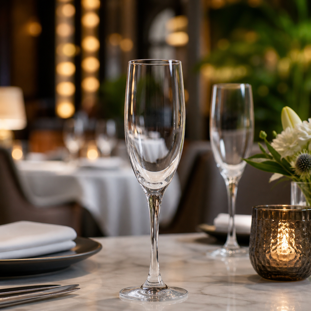 Lead-Free Crystal Glass Champagne Flutes 190ml for Bars & Restaurants (Pack of 24)