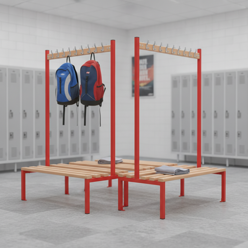 Powder Coated Steel Double-sided Island Seating for Schools & Gyms