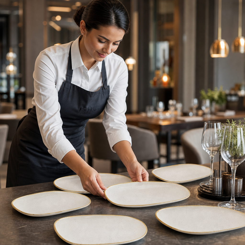 Oval Plates Vitrified Ceramic for Dining Services (Pack of 12)
