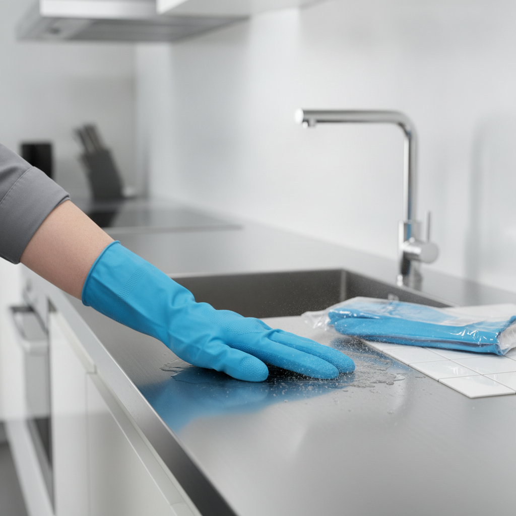 Rubber Household Gloves Blue for Kitchen Cleaning
